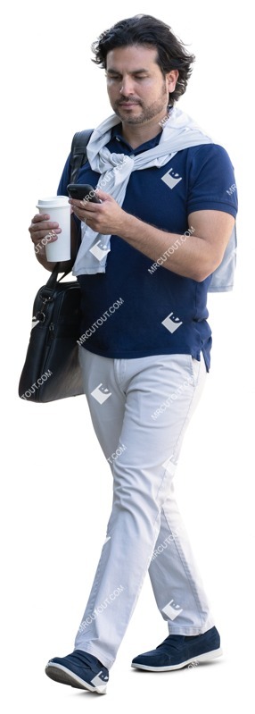 Man with a smartphone walking people png (15289)