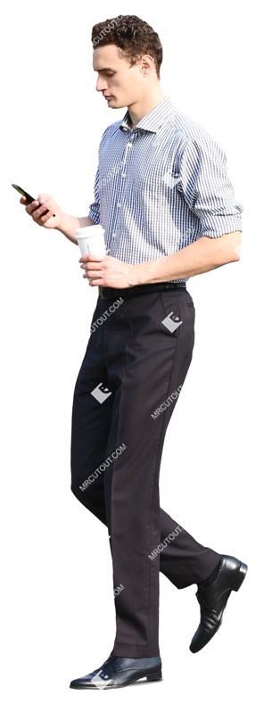 Man with a smartphone walking photoshop people (7464)