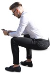 Man with a smartphone writing people png (7393) - miniature