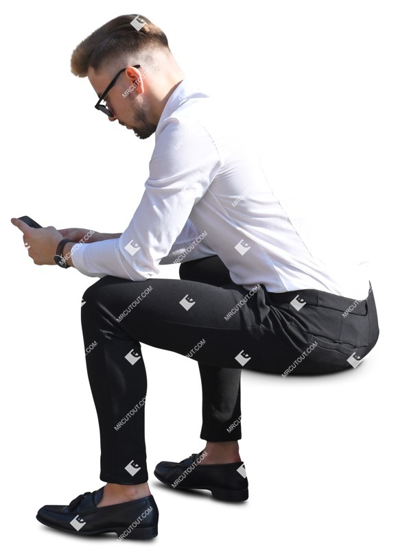 Man with a smartphone writing people png (8036)
