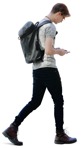 Student walking at university campus - man with a backpack person png - miniature