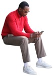 Man with a smartphone writing png people (8752) - miniature