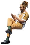 Man with a smartphone writing people png (13127) | MrCutout.com - miniature