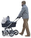 Man with a stroller walking cut out pictures (2379) - miniature