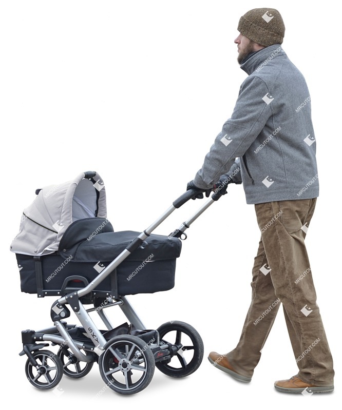 Man with a stroller walking cut out pictures (2528)