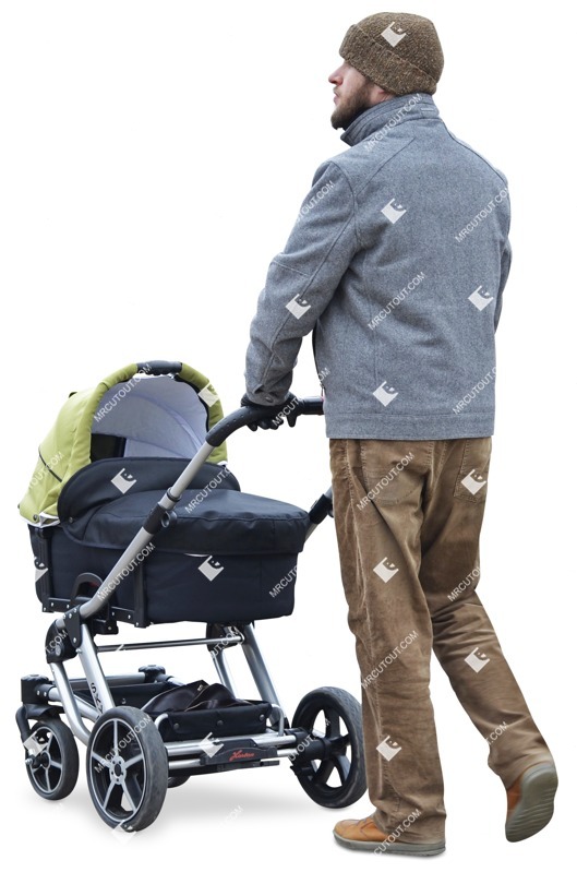 Man with a stroller walking people png (2354)