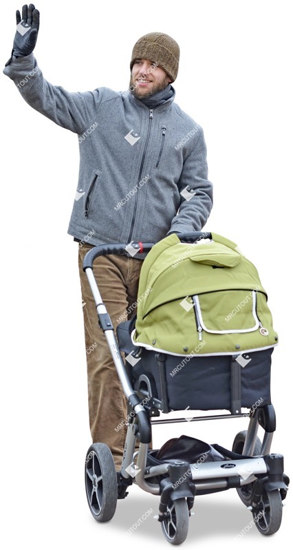 Man with a stroller walking human png (2877)