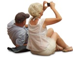 Mature adult middle age couple man woman cut out people (672) - miniature