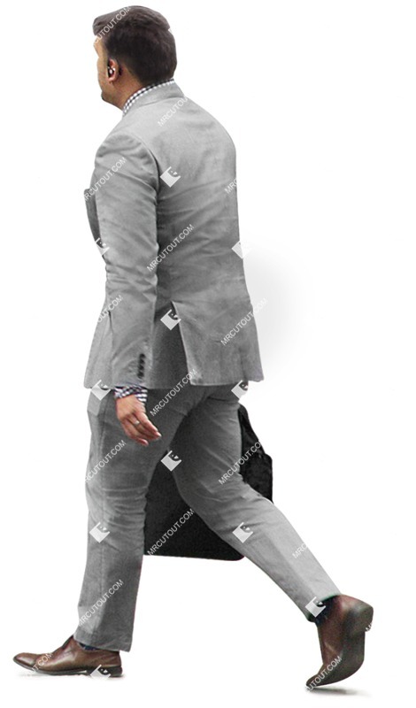 Middle age man walking cut out people (2123)