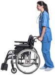 No background nurse pushing a wheelchair photoshop people cutout | MrCutout.com - miniature