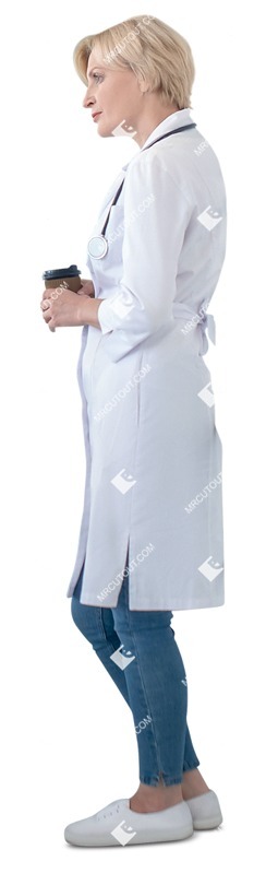 Nurse drinking coffee person png (10569)