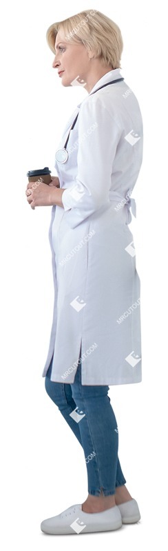 Nurse drinking coffee person png (10969)