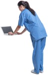 Nurse with a computer cut out pictures (5083) - miniature