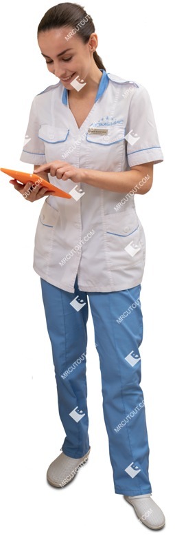 Nurse with a smartphone writing human png (6042)