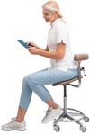 Nurse with a smartphone writing cut out people (6770) - miniature