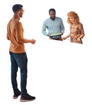 Salesman with clients cut out people (6871) - miniature