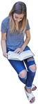 Teenager reading a book sitting people png (2825) - miniature