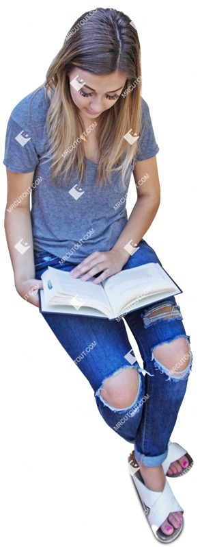 Teenager reading a book sitting people png (2825)