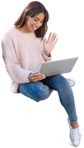 Teenager with a computer sitting person png (3863) - miniature