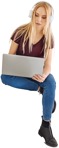 Teenager with a computer sitting human png (4589) - miniature