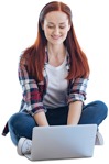 Teenager with a computer writing people png (3704) - miniature