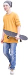 Boy walking with a skateboard - teenager skateboarder people png  - miniature