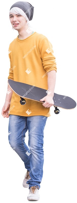 Boy walking with a skateboard - teenager skateboarder people png 