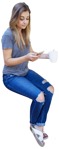 Cut out people - Teenager With A Smartphone Drinking Coffee 0001 | MrCutout.com - miniature