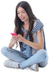 Cut out people - Teenager With A Smartphone Sitting 0001 | MrCutout.com - miniature