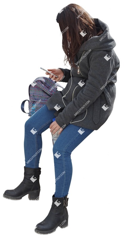 Teenager with a smartphone sitting people png (2168)