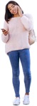 Teenager with a smartphone standing cut out people (4275) - miniature