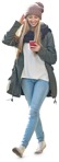 Teenager with a smartphone walking cut out people (3074) - miniature