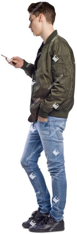 Teenager with a smartphone walking human png (2777)