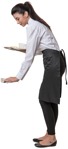 Waiter standing and serving food by a table - people cutouts - miniature