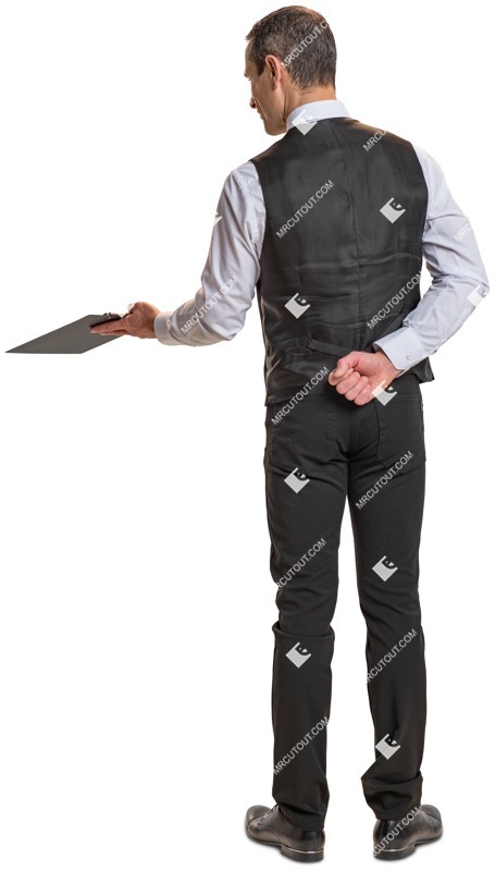 Waiter standing cut out people (4221)