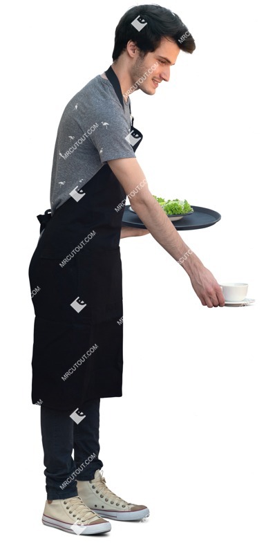 Waiter standing cut out people (13139)