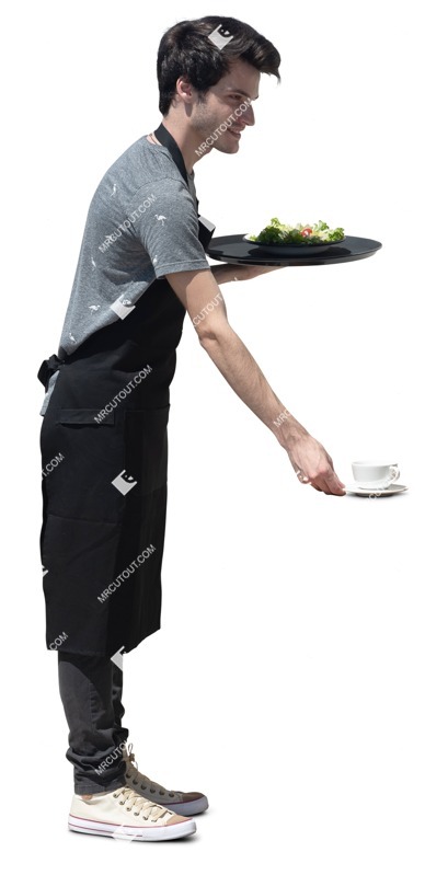 Waiter standing cut out people (13138)