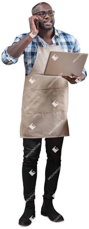 Waiter with a computer standing people png (3954)