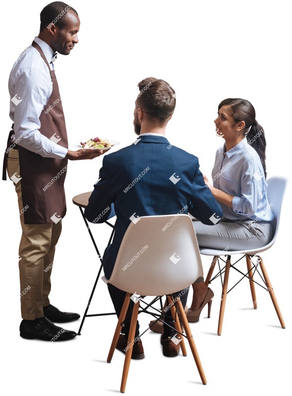 Waiter with customers person png (4533)