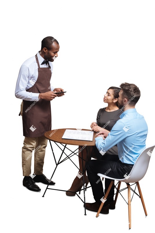 Waiter with customers people png (5552)