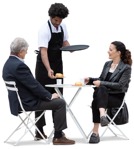 Waiter serving coffee to friends on a lunch break - Human PNG - miniature