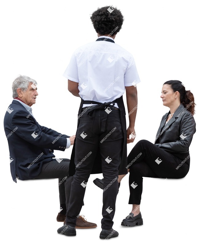 Waiter with customers people png (18489)