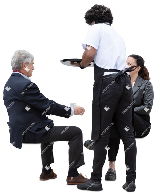 Waiter with customers people png (17909)