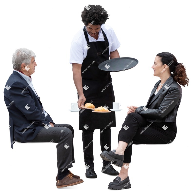 Waiter with customers people png (18490)