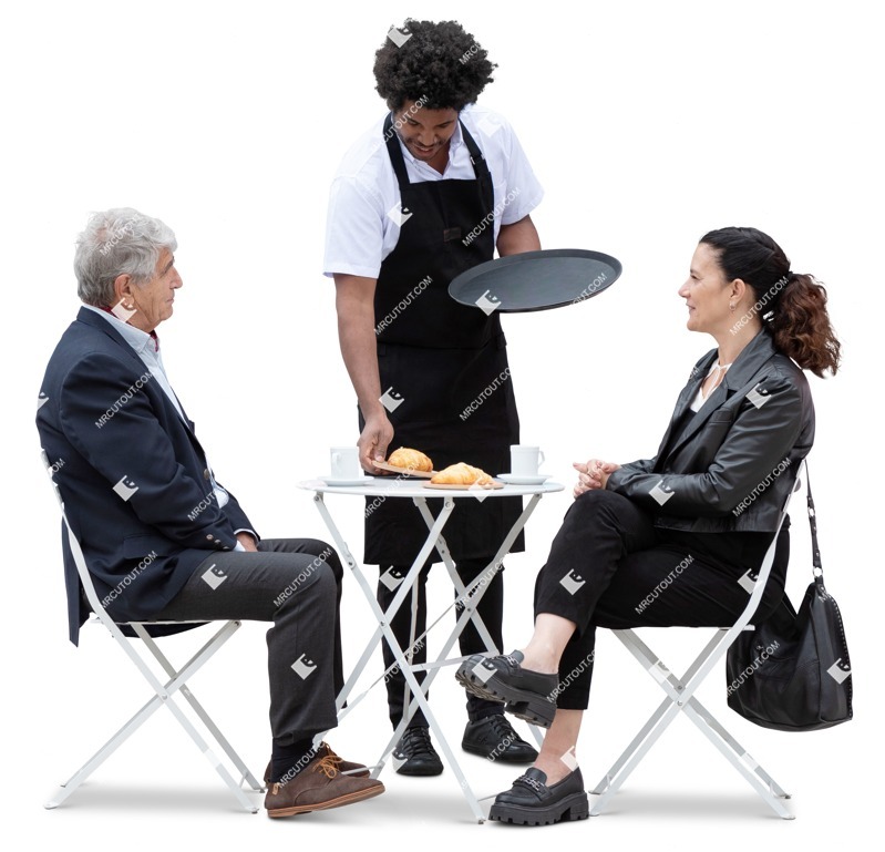 Waiter with customers people png (19570)