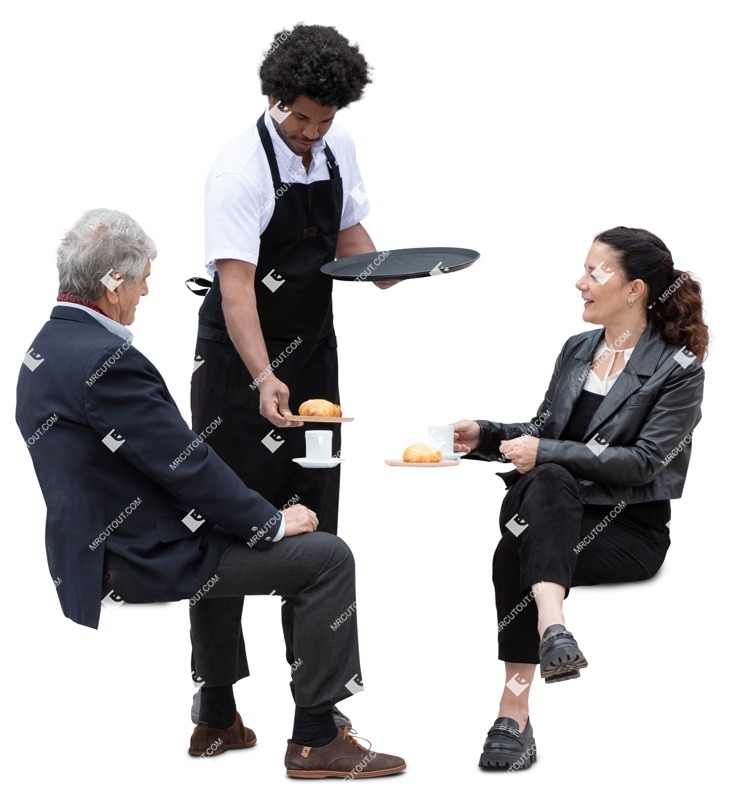 Waiter with customers people png (17910)