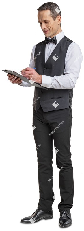 Waiter writing cut out people (4222)