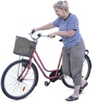 Woman cycling cut out people (4174) - miniature