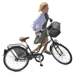 Woman cycling entourage people (3090) - miniature