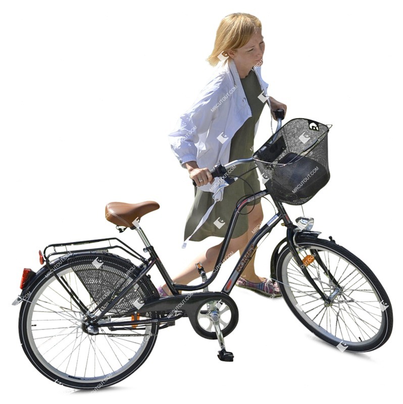 Woman cycling entourage people (3090)